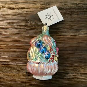 Christopher Radko Harvest Fruit Vegetable Basket Blown Glass Ornament